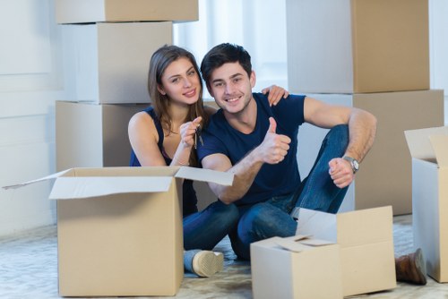 Prepared moving boxes and household items in a Blackfriars property