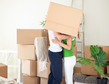 Secured furniture inside a moving van for safe transport