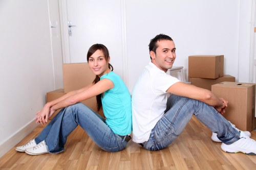 Packed household boxes ready for a Blackfriars home move